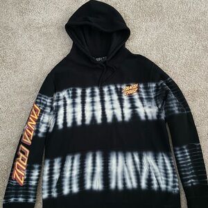 Santa Cruz Black and White Striped tie dye Hoodie